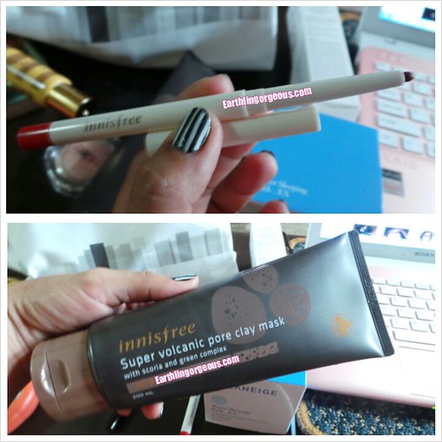Innisfree Lip Liner and Super Volcanic Pore Clay Mask review by Earthlingorgeous