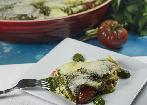 Heirloom Tomato & Spinach Basil Pesto Lasagna