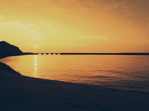 ocean bridge sunset sea sun france evening coast day clear fr normandy iphone portenbessinhuppain