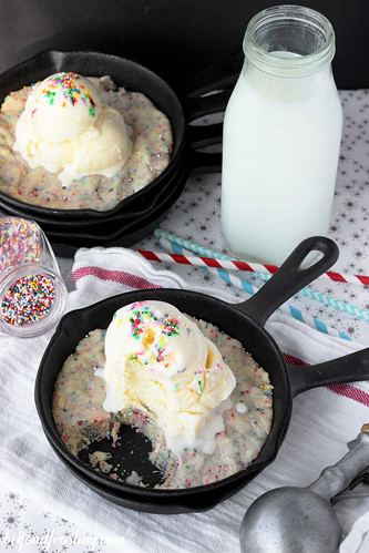 Funfetti Skillet Cookie for Two | beyondfrosting.com | #funfetti #cookie #smallbatch