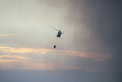Een blushelicopter tijdens de Kalmthoutse Heidebrand