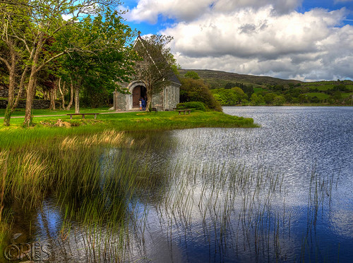 ireland lake church landscape scenic gouganebarra
