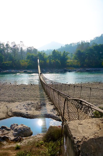 nepal river collection biker suspensionbridge