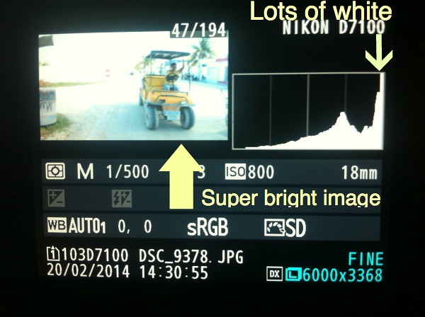 How to Take Better Travel Photos - Understanding the Histogram - Super Bright Histogram