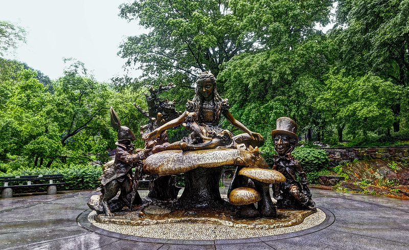 Alice in Wonderland, in the Rain, in Central Park