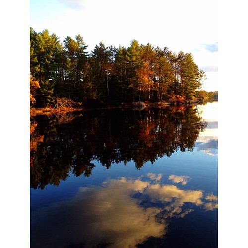 autumn sunset reflection square squareformat stillwater colorfulleaves cloudreflection sheepscotpond iphoneography bradstreethomestead bradstreetfarm october2013 instagramapp uploaded:by=instagram bradstreetpoint