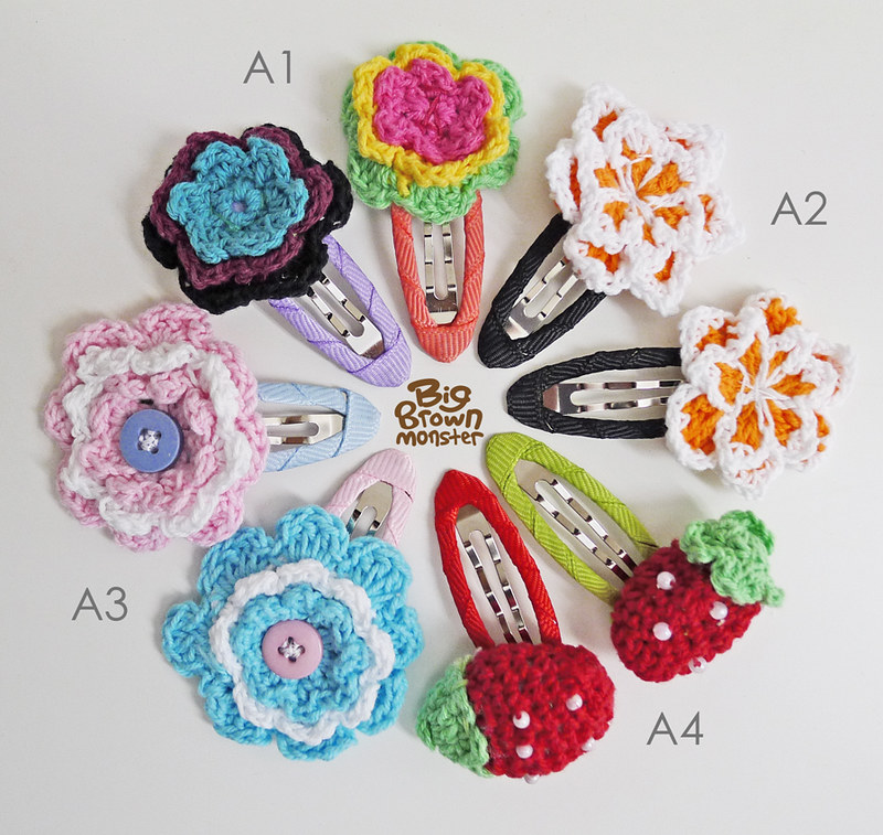 Summer bloom crochet clips