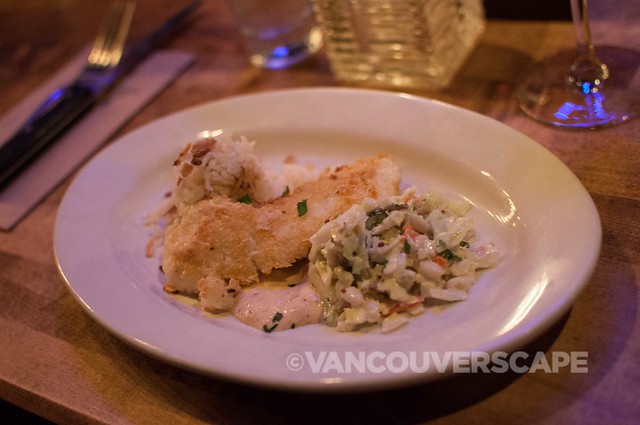 Brown's Social House: Almond-crusted halibut, almond rice, cole slaw