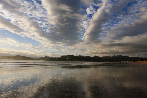 ocean sea newzealand reflection beach sunrise canon whitianga nzbeach