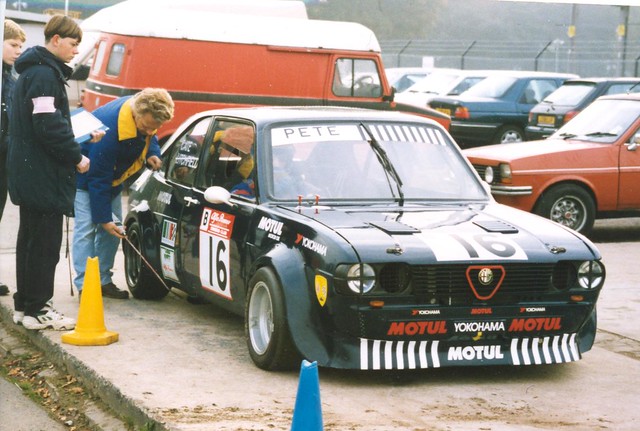 Some things never change! The Modified Alfasud Ti shared by Pete Cate and David Litchfield is tested by the scrutineer’s noise meter.