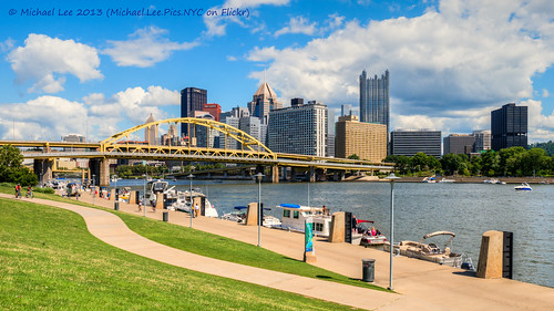 bridge blue ohio sky sun skyline clouds river boats downtown pittsburgh fort north shore hdr allegheny duquesne