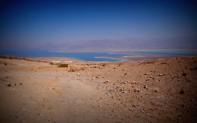Visiting the Dead Sea, Israel: Getting Muddy and Floating Around Effortlessly! View of the Dead Sea from Masada, Israel.