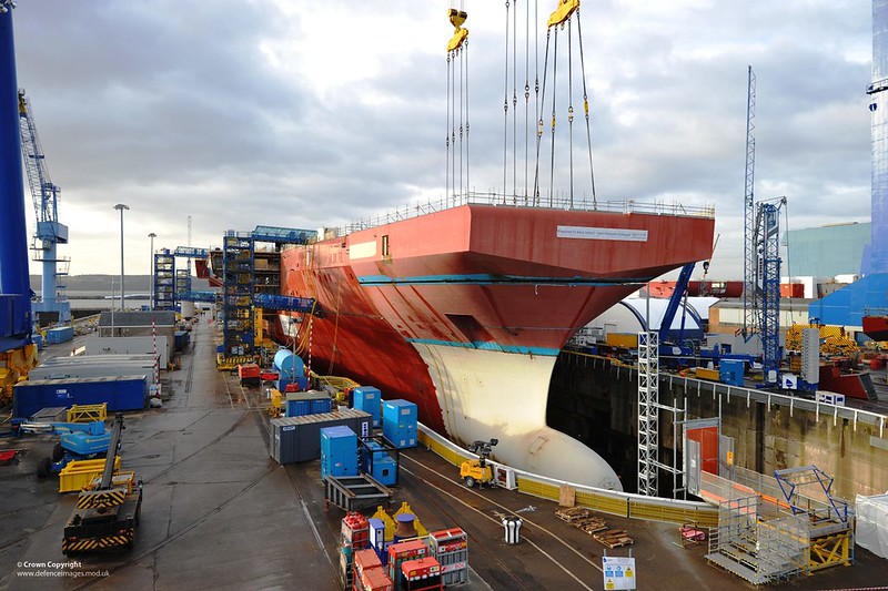 Bow Section of HMS Queen Elizabeth Being Fitted