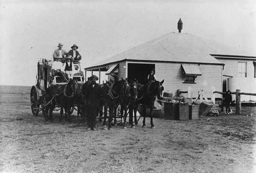 horses buildings post stage queensland coaches offices statelibraryofqueensland horseandwagon slq