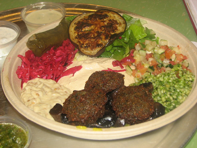 Greek sampler platter at Garbanzo Mediterranean Grill in Florham Park NJ