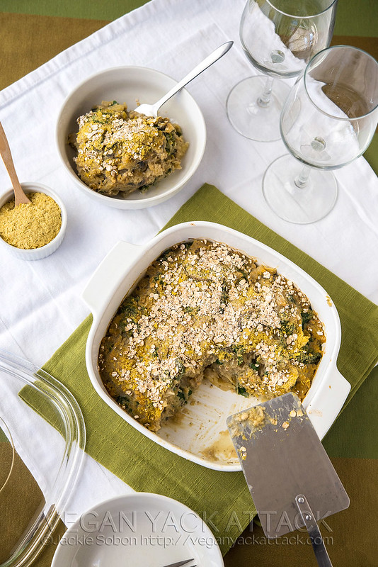 A filling and delicious, Mushroom Lentil Spaghetti Squash Casserole that is low on fat and high on protein and fiber!