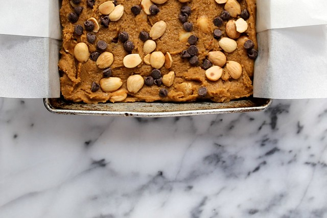 marcona almond and chocolate chip blondies