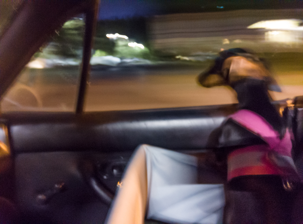 Kimi the Dachshund riding in the Miata