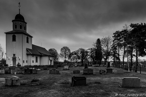 bw church graveyard landscape dead moody sweden stones spire gustav adolf
