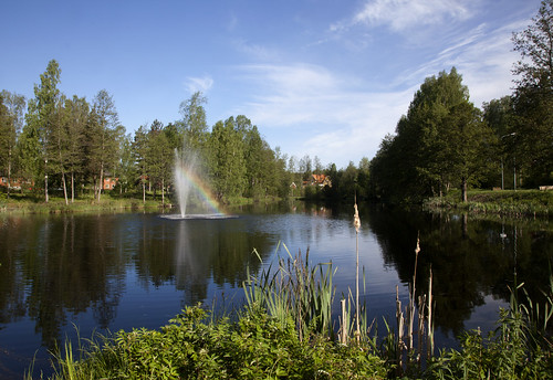 lake fountain rainbow sweden ferms johansfors broakulla