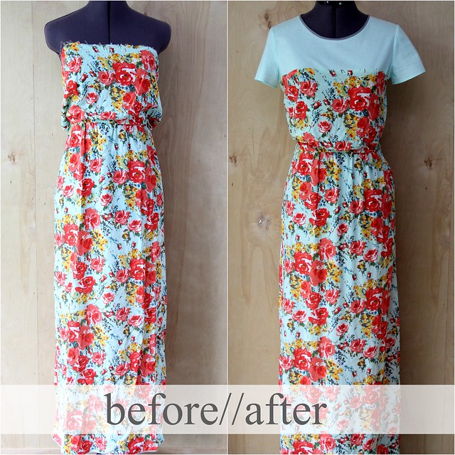 how to refashion a strapless dress to have sleeves