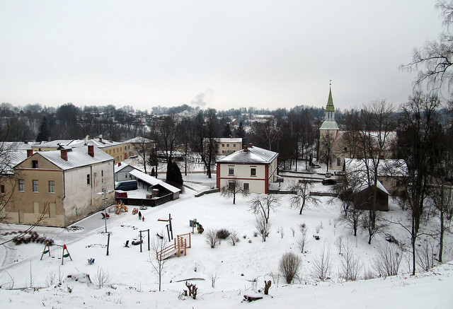 Rauna village. View from castle. 14.01.2017.