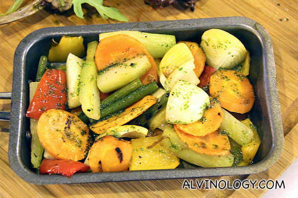Close-up shot of the grilled vegetables