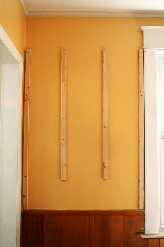 furring strips mounted to the wall