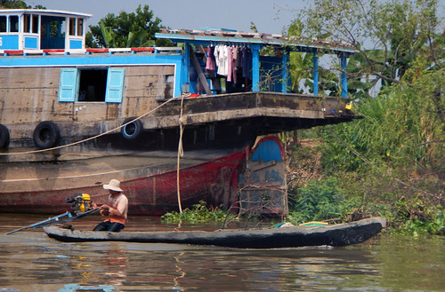Wooden Boats on the Mekong River