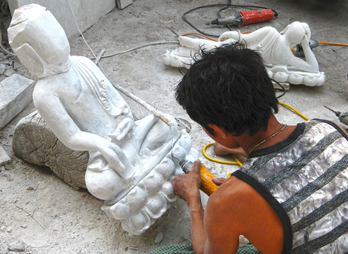 on the Street of Stone Carvers in Mandalay, 1000 Buddhas
