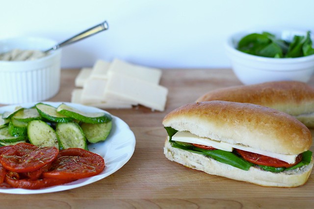 Roasted Zucchini and Tomato Sandwich