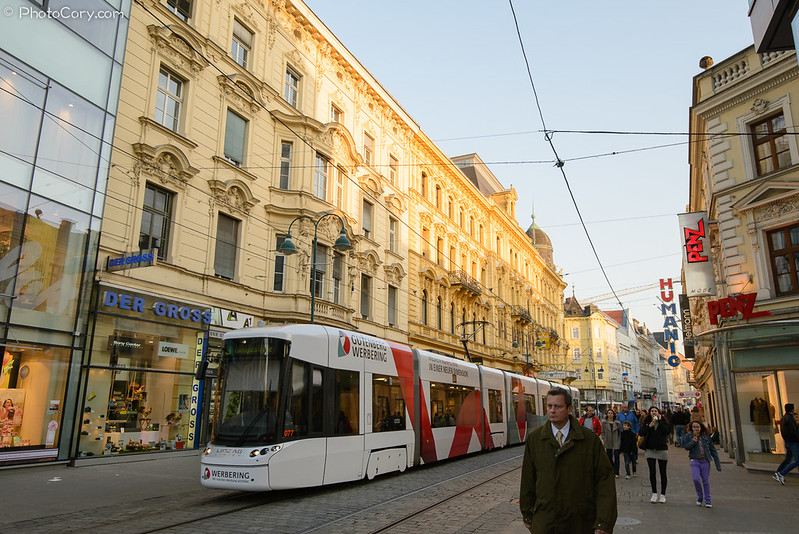 the main street in Linz, Austria