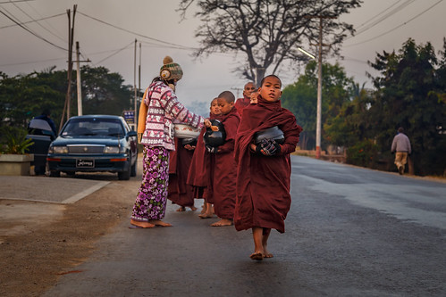 nyaungshwe landscape myanmar monks novices children procession taunggyi shan myanmarburma mm food
