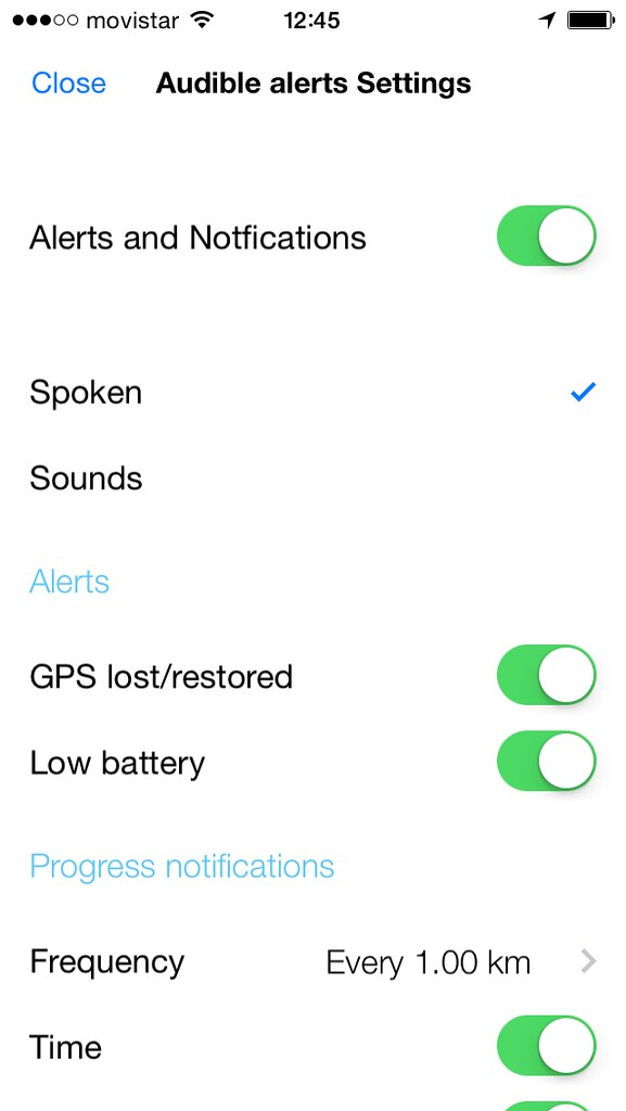 Kinetic audible alerts settings