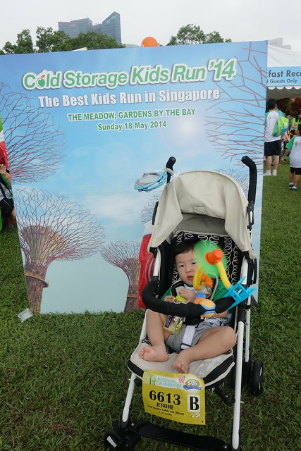 Jerome at the Cold Storage Kids Run photo wall for kids. 