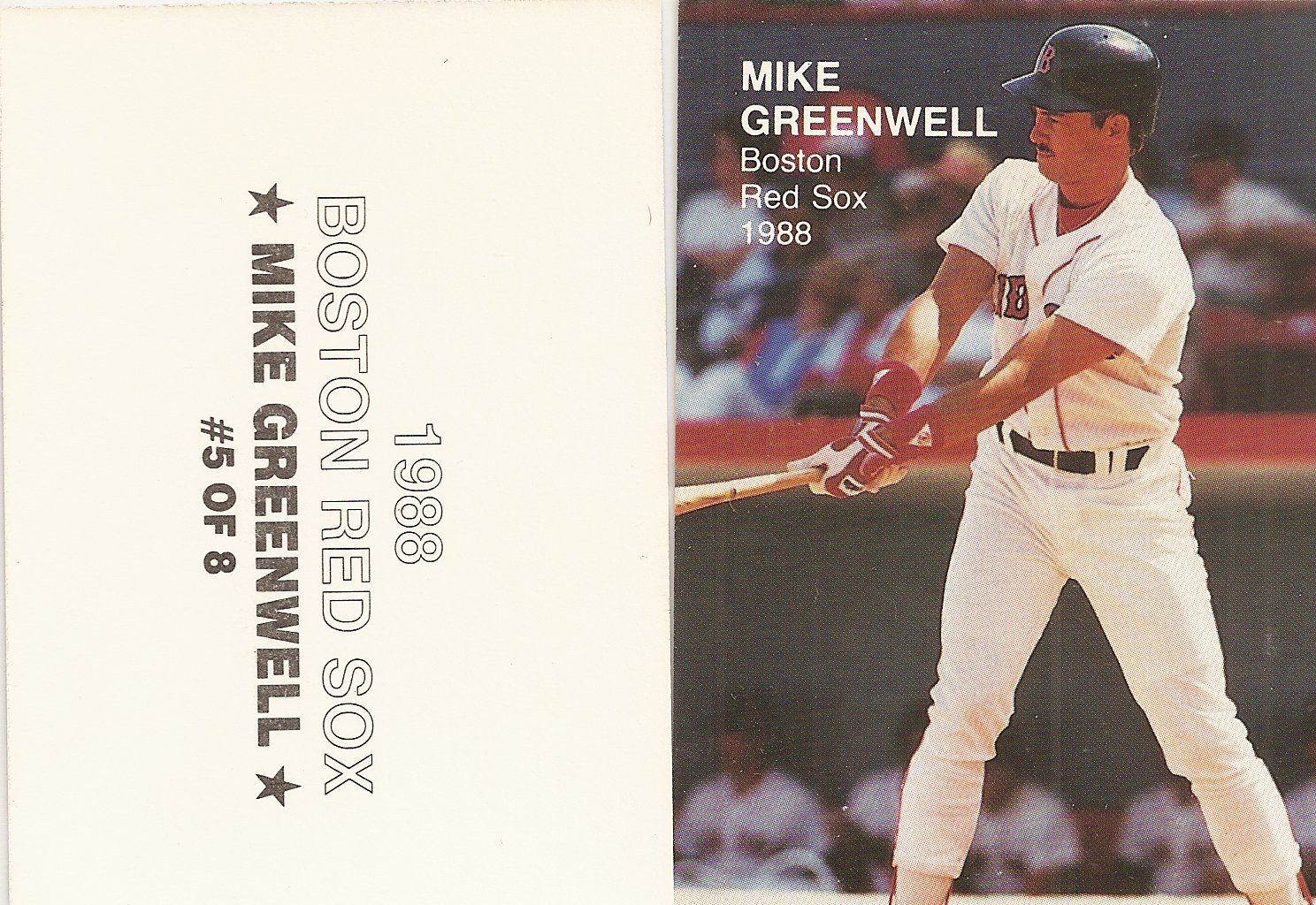 BOSTON RED SOX - Kenner Starting Lineup Card BLUE 1990  MIKE GREENWELL 