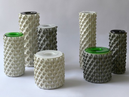tessellated concrete vases