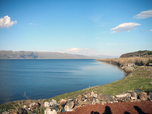 2006 armenia sevan coast lake landscape nature rock shadows village gegharkunik