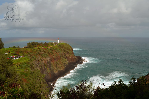 kilauea point kauai rainbow ocean lighthouse waves