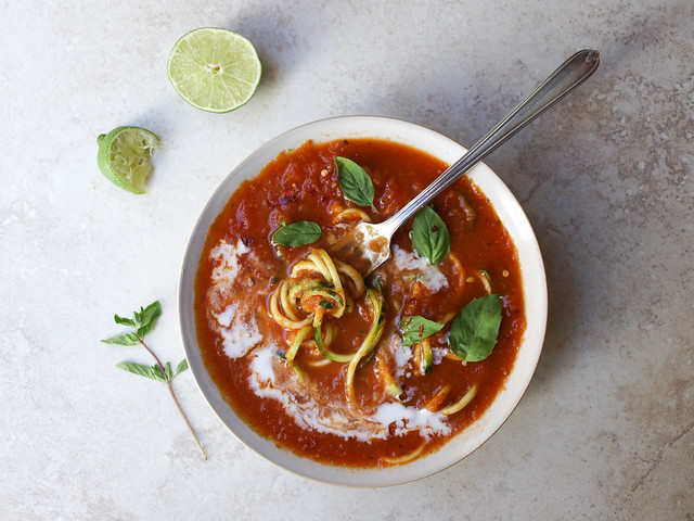 Curry Tomato Soup + Zucchini Noodles