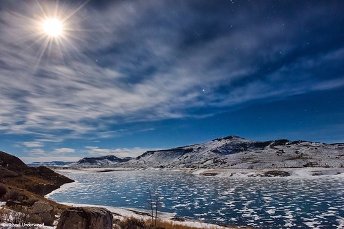 winter moon lake ice night frozen colorado reservoir gunnison bluemesa