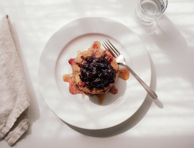 Spelt & Oat Pancakes + Blueberry  Compote