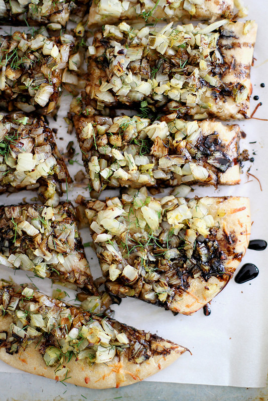 caramelized spring onion + fennel pizza with beer crust #PizzaWeek