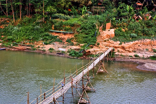 a bamboo bridge is the only way across