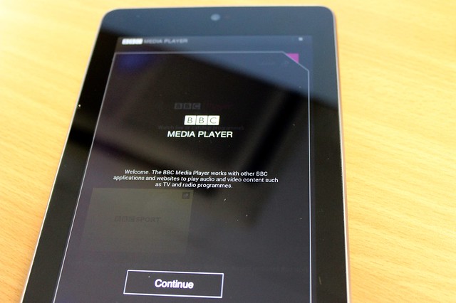 BBC Media Player on a Nexus 7