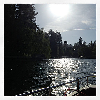 lake arrowhead on the boat in the water-sky
