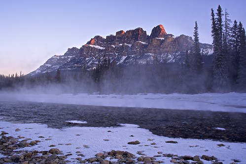 park morning winter light mist mountain canada mountains cold castle ice sunrise river rockies fire rocky peak canadian flame national alberta bow summit banff ember icy frigid precipice eisenhower