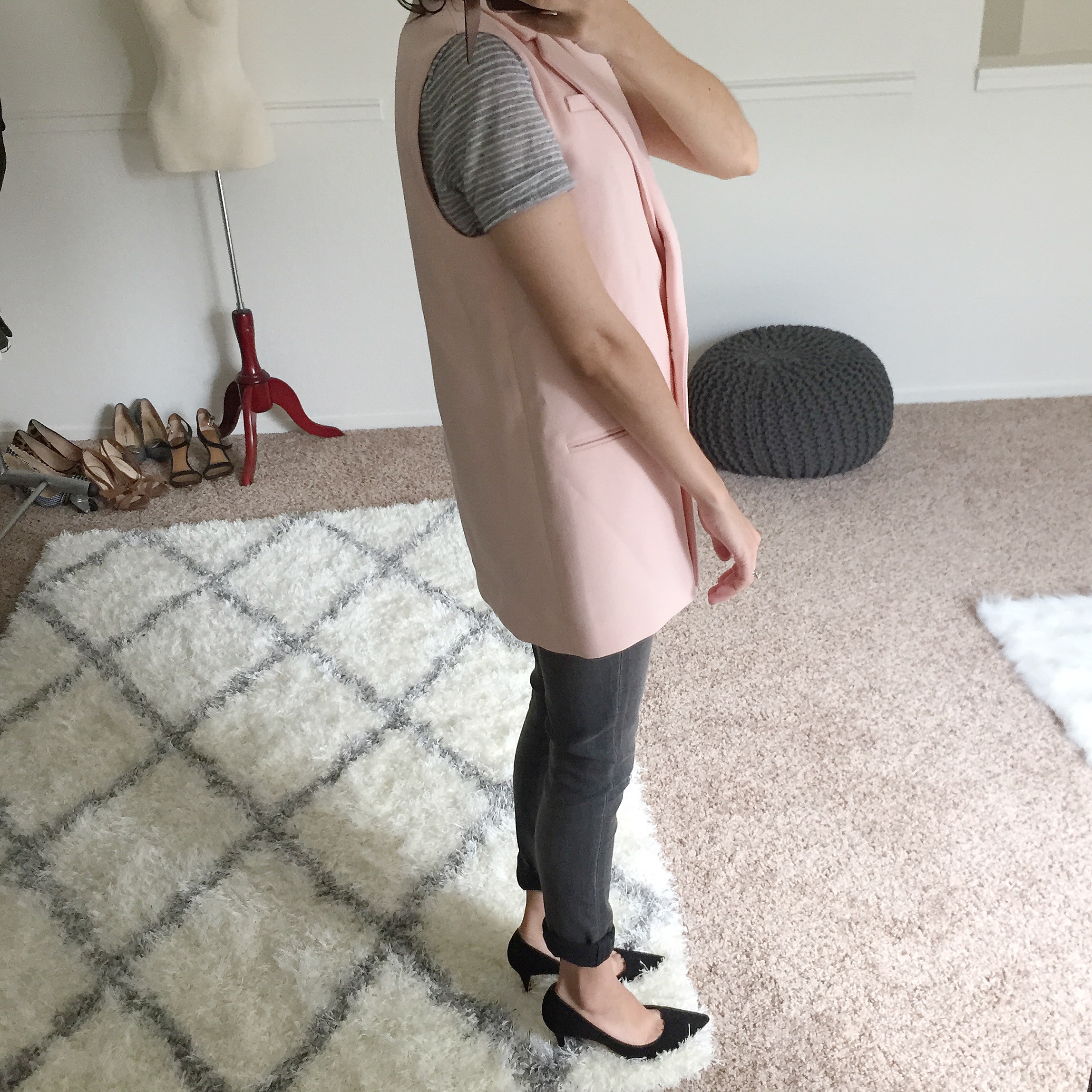 Banana Republic Petites Double-Breasted Long Vest Fit Review - Pink