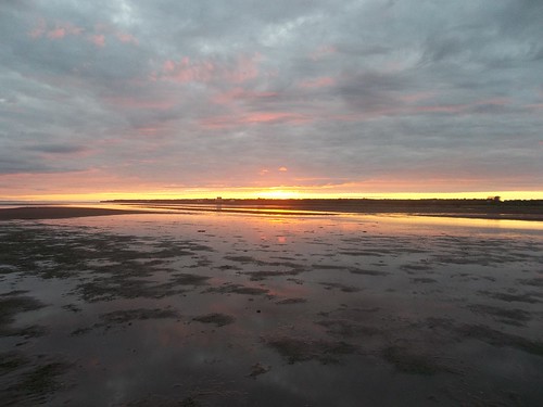 Standing on the shore at Camp Buchan, Prince Edward Island, at sunset and at low tide (1)