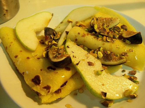 Cornmeal Crepes with Figs and Pears Jay